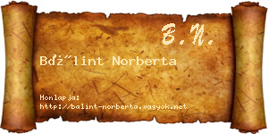 Bálint Norberta névjegykártya